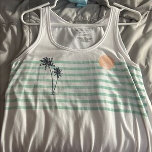Grayson Threads White Tank with Mint Stripes and Orange Sun
